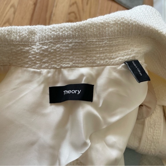 Theory Cotton Textured Brince Newdale Bonded Warm Ivory Blazer H0104108 EUC Sz 2 - Picture 9 of 12